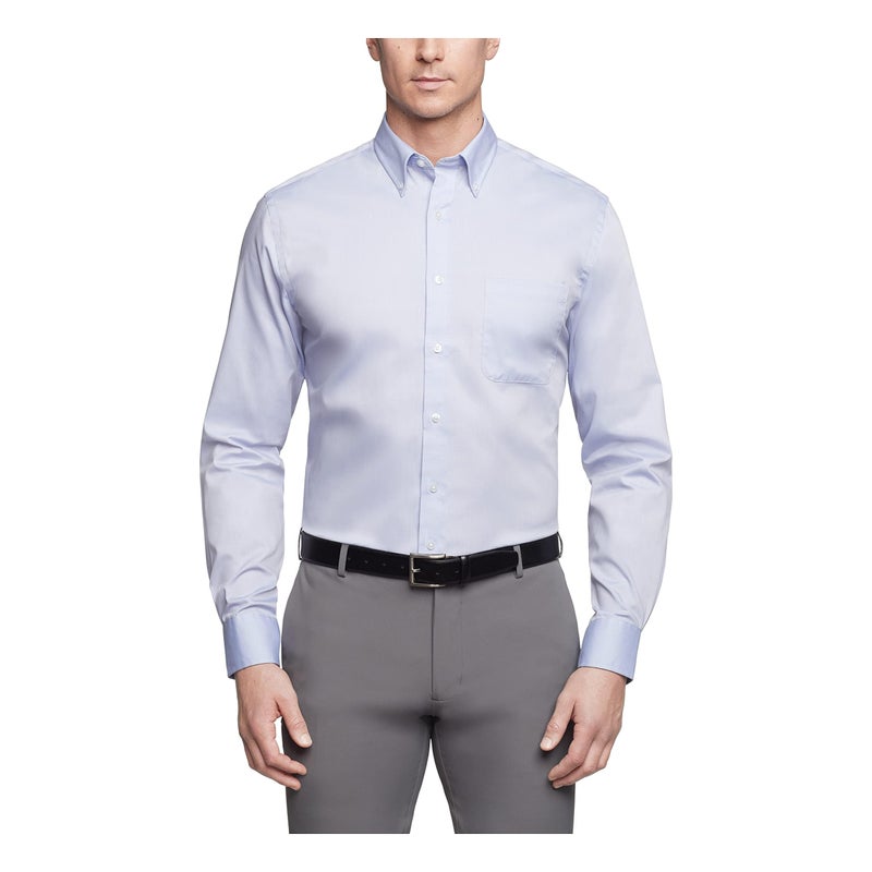 Van Heusen mens Van Heusen Men's Pinpoint Regular Fit Solid Button Down Collar Dress Shirt, Blue, 18.5 Neck 32 -33 Sleeve XX-Large US - Image 1
